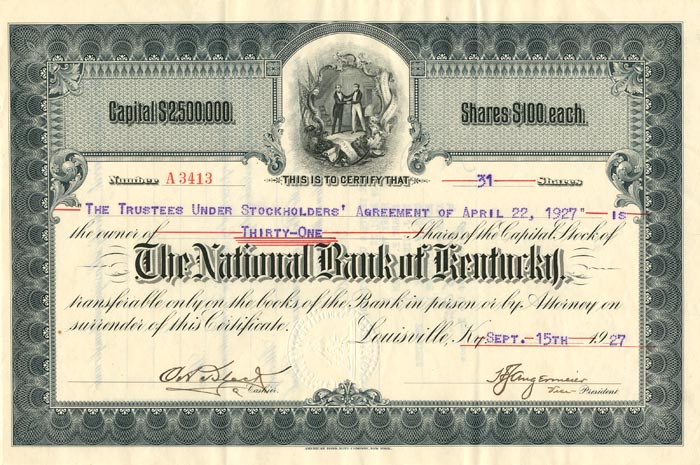 National Bank of Kentucky - Stock Certificate